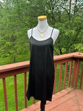 Dressed in LALA Black Satin Slip Dress